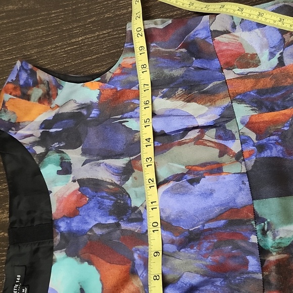 Lafayette 148 New York Watercolor Fit & Flare Dress Sleeveless Size 14 - Picture 7 of 9